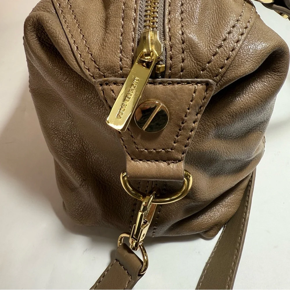Michael Kors Moxley Taupe Leather Shoulder Crossbody Bag